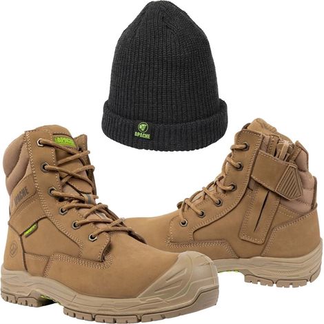 Apache Outback UK Size 11 Stone Work Boot Wide Fit Side Zip + Thermal Beanie Hat (1/5)