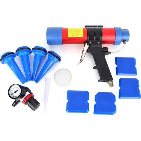 Pistolet à colle pneumatique 310ml avec valve de réglage de pression pour vitrage et calfeutrage (1/5)