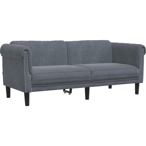 Canapé Sofa à 2 places gris foncé velours (1/5)