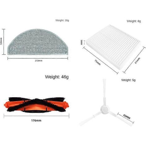 17 pièces pour aspirateur robot E10 B112 Brosses principale/latérale filtre HEPA (1/5)