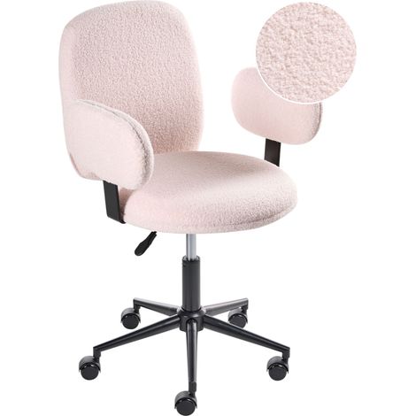 Sedia da ufficio moderna Poltrona altezza regolabile Boucle rosa pastello Moraga