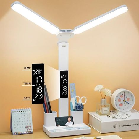 Lampe de Bureau LED, 3 Modes de luminosité, avec Porte Stylo et Affichage numérique, Protection des Yeux, pour enfants étude, (1/4)