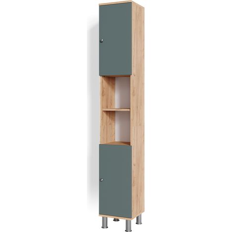 Armario de baño Fynn, Roble dorado, 30 x 190 cm, Vicco