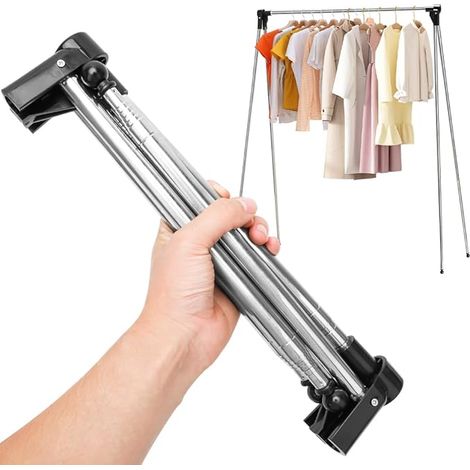 Perchero plegable portátil, perchero extensible, perchero de viaje pequeño y ajustable, perchero plegable para ropa, perchero ligero para viajes, baile, acampada y senderismo (1/5)