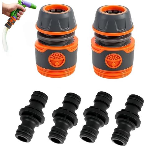 2 Pièces Embout Tuyau Arrosage + 4 Pièces Connecteur Rapide (1/5)