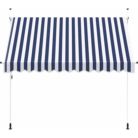 Store Banne - Auvent rétractable manuel 300 cm Rayures bleues et blanches fr11019 - Maison La Vie (1/5)