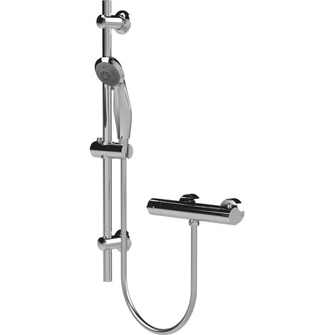 Round Bar Valve and Slide Rail Shower Kit - Chrome - Balterley
