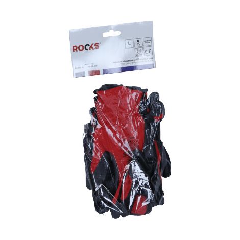 Guanti da Lavoro Poliestere/Nitrile ROOKS Taglia L – 5 Paia (OK-09.0011)