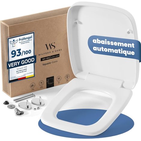 Premium Siège WC Carré - Abattant WC Rectangulaire Avec Fermeture Douce - Compatible Avec Keramag Renova Nr.1 - Démontable - Lunette WC Robuste (1/5)