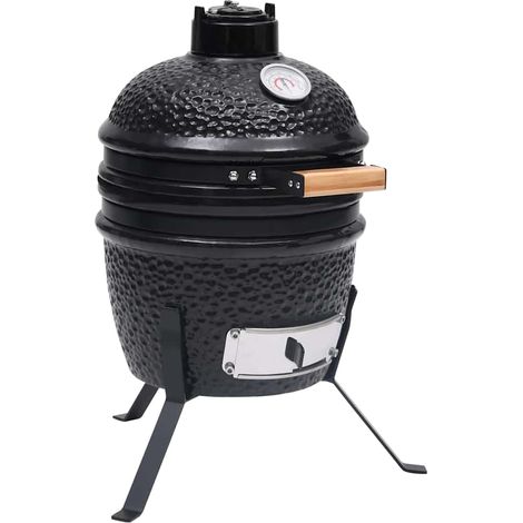 Barbecue à fumoir-Fumoir à barbecue Kamado 2-en-1 Céramique 56 cm Noir (1/5)