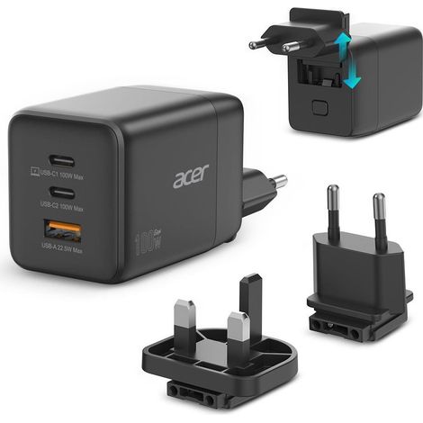 Acer HP.DSCAB.019 chargeur d'appareils mobiles Universel Noir Secteur Charge rapide Intérieure