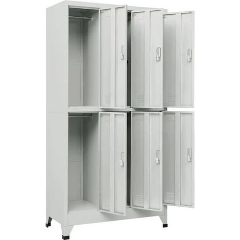 Armoire de Rangement en Acier 6 Portes, Casier Métallique Gris 90x45x180 cm, Meuble de Stockage Robuste pour Bureau, Atelier ou Vestiaire (1/5)