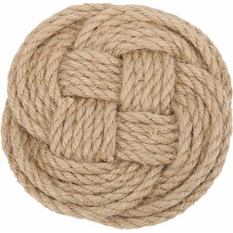 Support de Pot Tapis Antidérapant Jute Tissé Dessous de Plat Moderne Épaissir Isolation Thermique Marron sous-Verres pour Tasse Plat Pan Salle à Manger Cuisine (Marron, Rond)