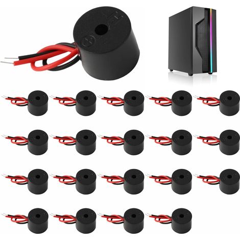 Packung mit 20 aktiven elektronischen Summern, 3 bis 12 V, Piezo-Sockel, 85 dB, 60 mm Kabellänge, für elektronische Geräte, elektronischer Summeralarm, akustischer Piepton (1/5)