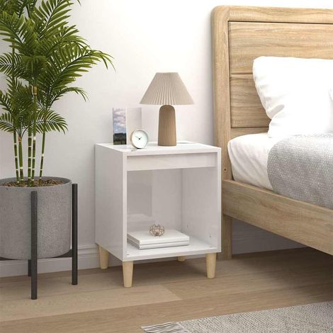 Table de chevet-Table de nuit Blanc brillant 40x35x50 cm Bois d’ingénierie 297345 (1/5)