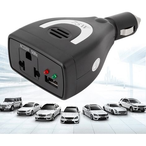 Convertisseur de tension 75W 12V vers 220V pour voiture, adaptateur onduleur avec chargeur USB, prise allume-cigare (1/5)