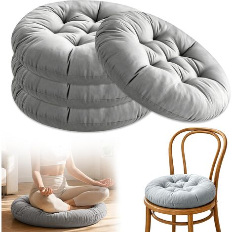 4 Pcs 40cm Round Chair Cushions, Floor Cushions, Round Chair Covers, Round Chair Cushions, for Indoor and Outdoor, Kitchen, Garden, Dining Room, Living Room, Office, Dark Grey (1/5)