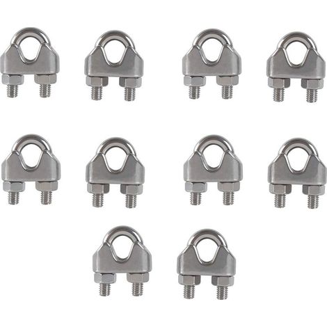 M8 Serre-Câbles Etrier U Boulon Clip De Câble 304 Acier Inoxydable Selle De Pince De Câble Câble Métallique Clips Pour Etendoir Linge Exterieur10pcs (1/5)