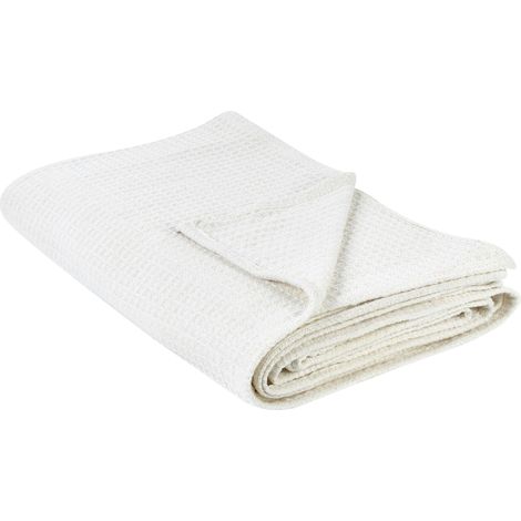 Couvre-lit avec Motif Gaufré 220 x 200 cm en Coton Beige Clair Ragala