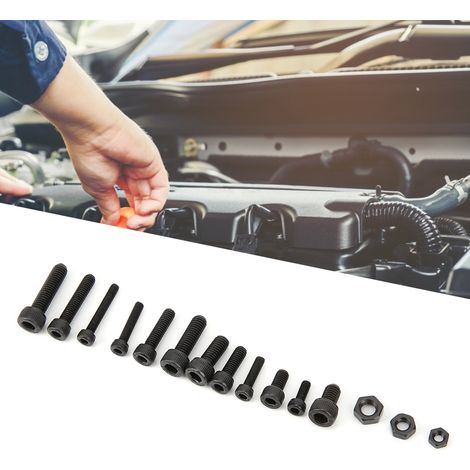 Coffret de 500 vis à six pans creux, écrous à tête cylindrique noirs, antirouille, M3, M4, M5 (1/5)