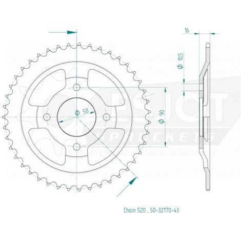 Couronne de transmission Esjot pour moto MASH 250 BLACK SEVEN