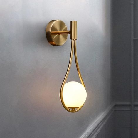Moderne G9 Wandleuchte mit Milchglasschirm, Industrielle Wandleuchten aus Goldmessing, Hängende Wandleuchten (1/4)
