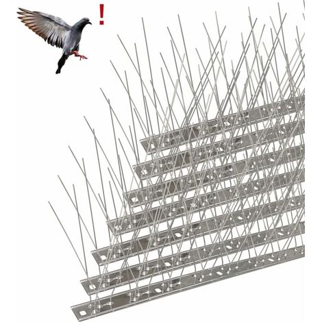Anti-Tauben-Spike aus Edelstahl, 6,6 Meter, Packung mit 20 Anti-Vogel-Spikes zum Abschrecken von Krähen, Spatzen, Katzen, tierfreundlich FLITI (1/4)