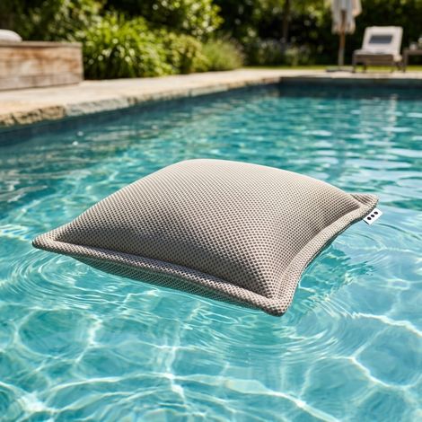 Soo Santaï Cushion Floating coussin flottant 65x65x25cm, resistant aux UV, Gris, sans polystyrène