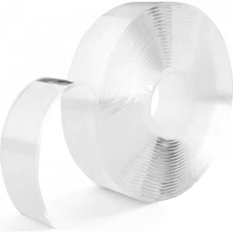 Ruban adhésif double face nano 1 mm d'épaisseur 20 mm de large  1 m de long 1 pièce avec colle magique adhésive transparente pour coller des objets (1/5)