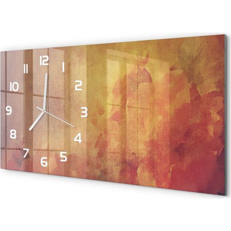 Horloge Murale Panoramique Artistique 60x30 cm Verre Trempé Design Original Fleurs (1/5)