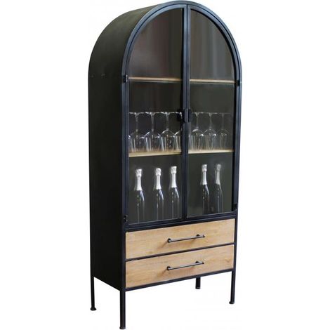 MOBILE CHADWICK IN FERRO E LEGNO CON 2 ANTE. 2 RIPIANI E 2 CASSETTI DIMENSIONI: CM 81.5 X 40 X 180 H (1/5)