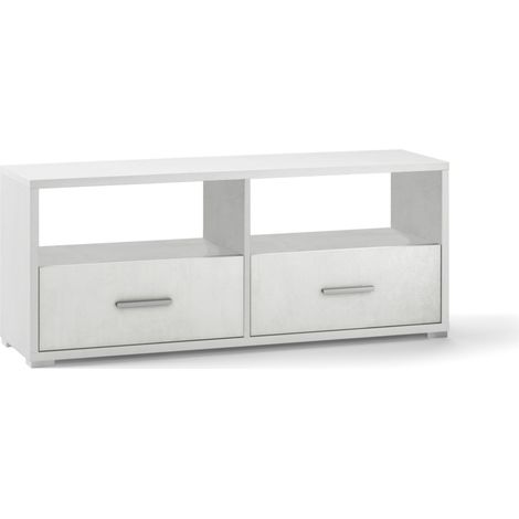 mobile 2 cassetti finitura bianco ossido, 139x57x41 cm