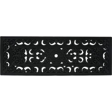 Paillasson de Marche Caoutchouc, Tapis Porte entrée, extérieur, intérieur, Ornement, antidérapant, 75x25, Noir (1/5)