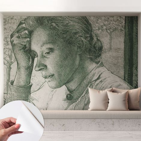 Carta da parati autoadesiva - impermeabile - murale da parete - decorazione murale - Donna riflessiva 208x146 cm (1/5)