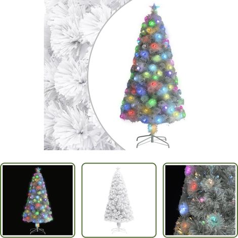 vidaXL LED-Weihnachtsbaum -  Künstlicher Weihnachtsbaum mit Beleuchtung Weiß 120cm Glasfaser (1/5)