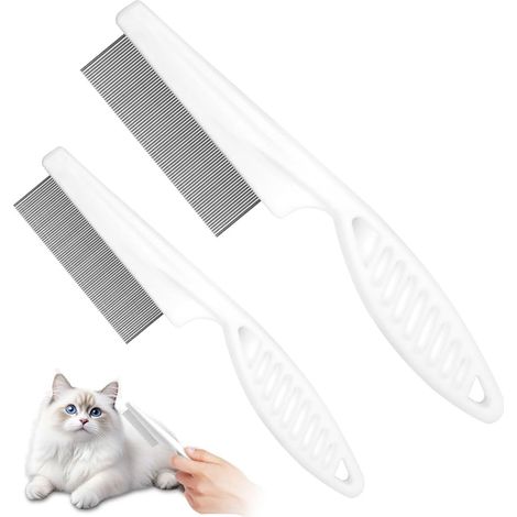 Pettine antipulci per cani e gatti, setole grandi e piccole a denti fini per pelo lungo e corto, rimuove pulci, zecche, macchie lacrimali e peli morti. (1/5)