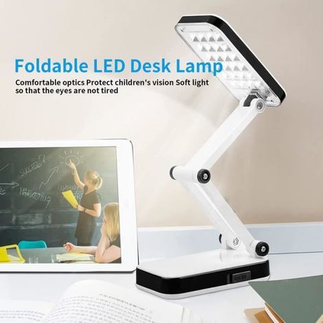 Lampe de Bureau LED - Pliable - Blanche - Rechargeable USB - 24 LED - Luminosité réglable (1/4)