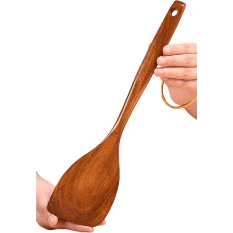 Spatule épaisse et biseautée Spatule en bois antiadhésive Spatule de cuisine 34 x 8 cm Marron 1 pièce (1/5)