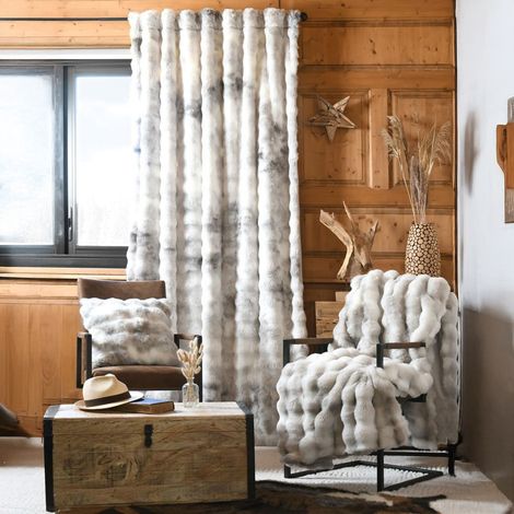 Rideau imitation fourrure ultra doux Gris Perle 140x240 cm (1/5)
