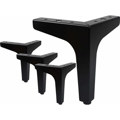 RHG Lot de 4 Pieds de Meubles Charge, 10cm Pied de Table Modernes en Métal en Forme de Triangle,Pied Meuble Épingle pour Placard,16 Vis et 4 Protège Pieds