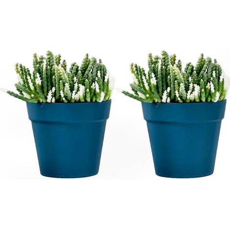 Jardinières murales en plastique bleu et blanc crème pour balcon, jardin intérieur et extérieur, lot de pots décoratifs résistants aux intempéries. (1/5)