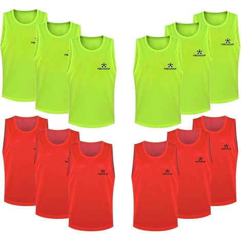 Gilets d'entraînement football enfants et adultes, respirants, lavables, S Vert+Rouge (1/5)