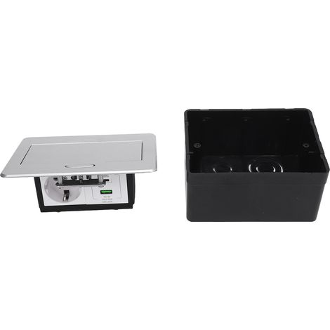 Prise encastrable 2 broches avec ports USB A et C PD20W charge rapide, multiprise de bureau pour hôtel école, argenté (1/5)