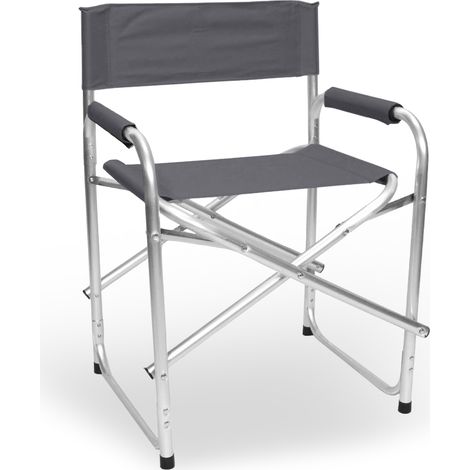 Sedia relax pieghevole Regista in alluminio con rivestimento in textilene grigio