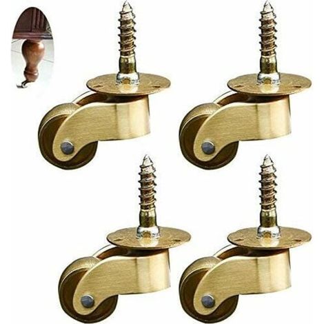 Lot de 4 roulettes pivotantes silencieuses en laiton pour meubles pianos canapés appareils électroménagers et équipements (1/4)