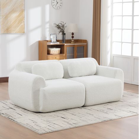 Sofá modular comprimido, sin montaje, comodidad tipo colchón, tejido chenilla, ivory (1/5)