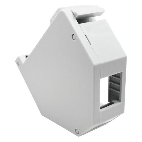 Adaptateur pour rail DIN (TH35) pour connecteurs RJ45 et RJ12 Keystone, avec mise à la terre et couvercle. (1/5)