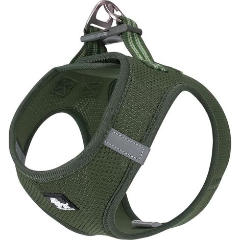 Harnais pour Chien Soft Air Mesh Gilet réfléchissant réglable pour Animaux de Compagnie pour Petites et Moyennes Races (L, Vert) (1/5)