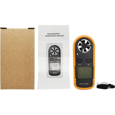 Anémomètre numérique rétroéclairé à réponse rapide, mini portable mesureur de vitesse du vent version anglaise (1/5)