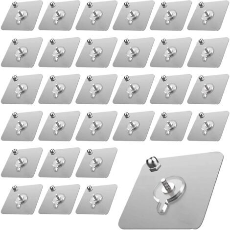 30 Pieces 14mm Self Adhesive Wall Hanging Nails for Hanging, Transparent Adhesive Screws, Screw Hooks Without Drilling for Kitchen, Bathroom, Bedroom, Living Room (1/5)